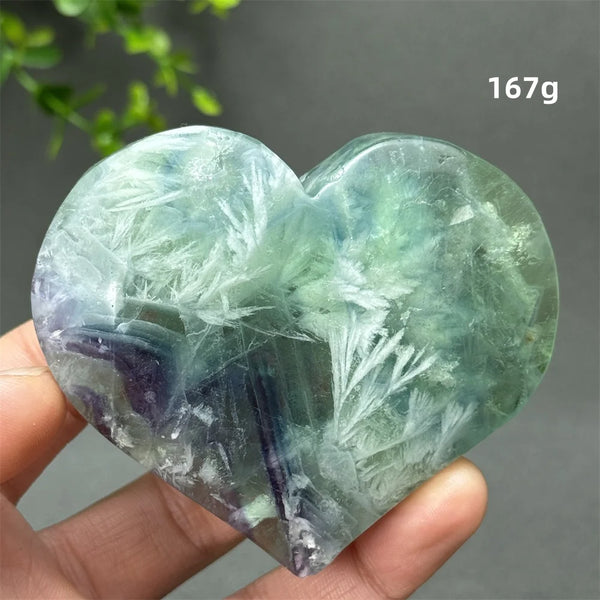 Green Feather Fluorite Heart-ToShay.org