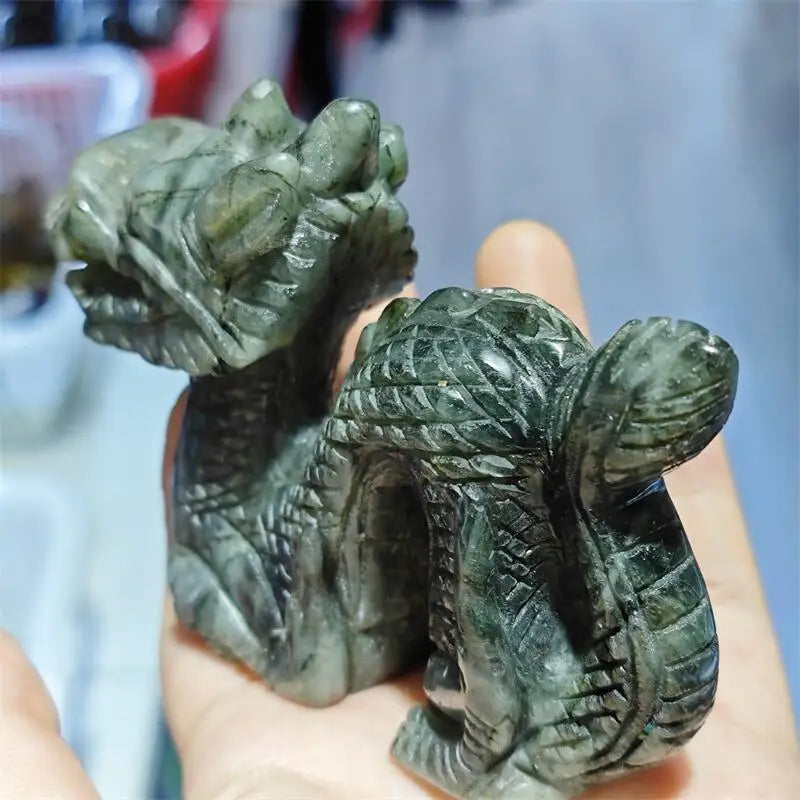 Natural Labradorite Chinese Dragon Carving Energy Gem Reiki Healing Fengshui Home Office Decoration Gift 1pcs-ToShay.org