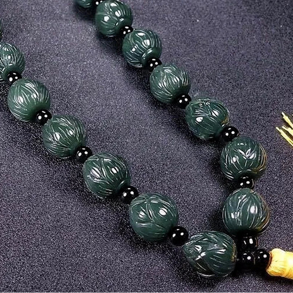 Green Jadeite Buddha Beads-ToShay.org