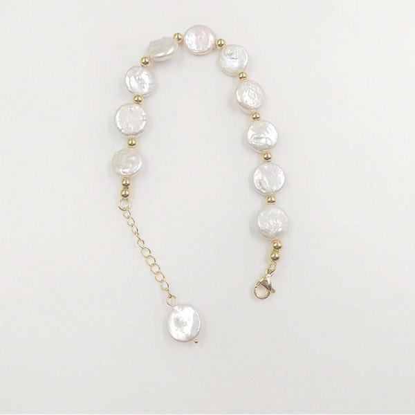 White Pearl Chain Bracelet-ToShay.org