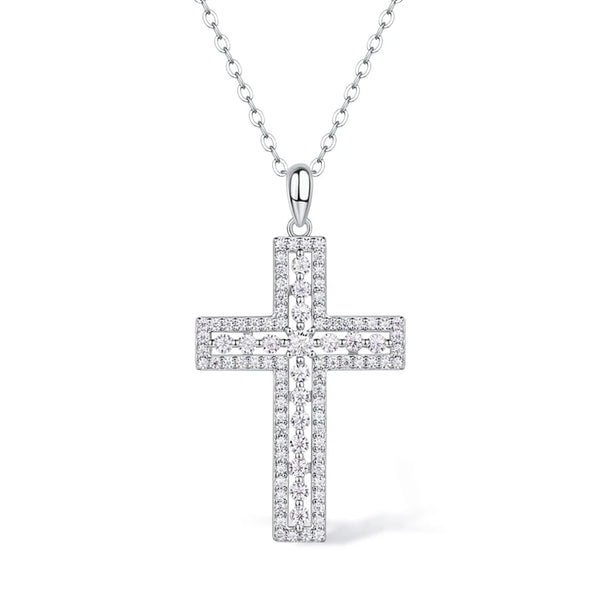 Silver Diamond Cross Pendant-ToShay.org