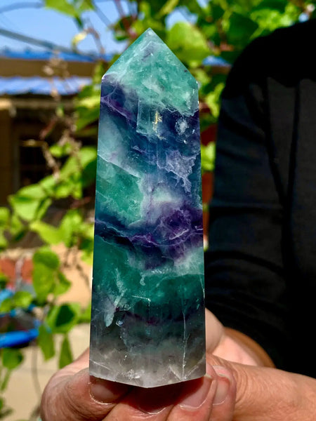 Green Fluorite Crystal Wand-ToShay.org