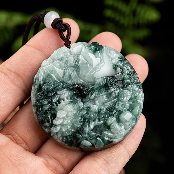 Green Jade Landscape Pendant-ToShay.org