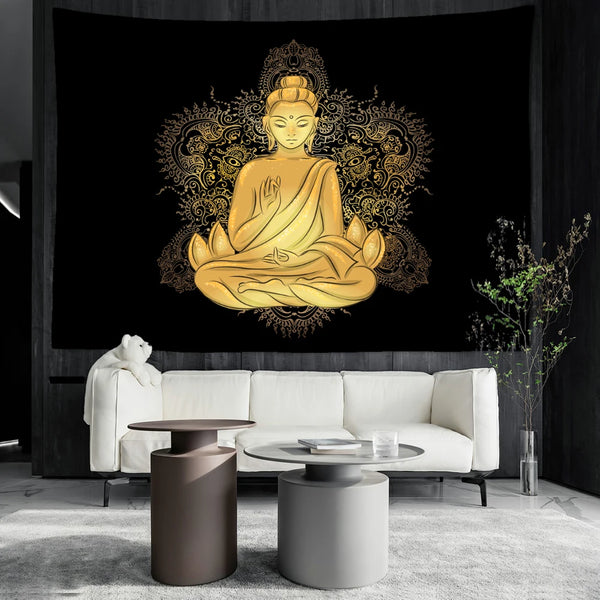 Buddha Gold Statue Tapestry-ToShay.org