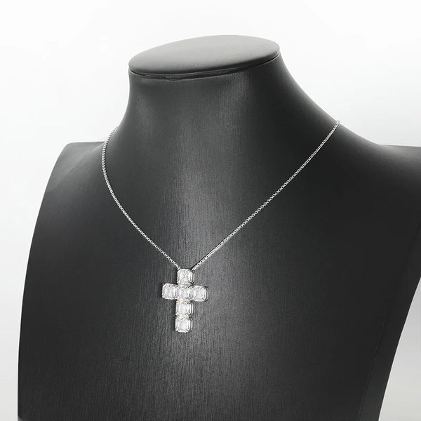 Silver Diamond Cross Pendant-ToShay.org