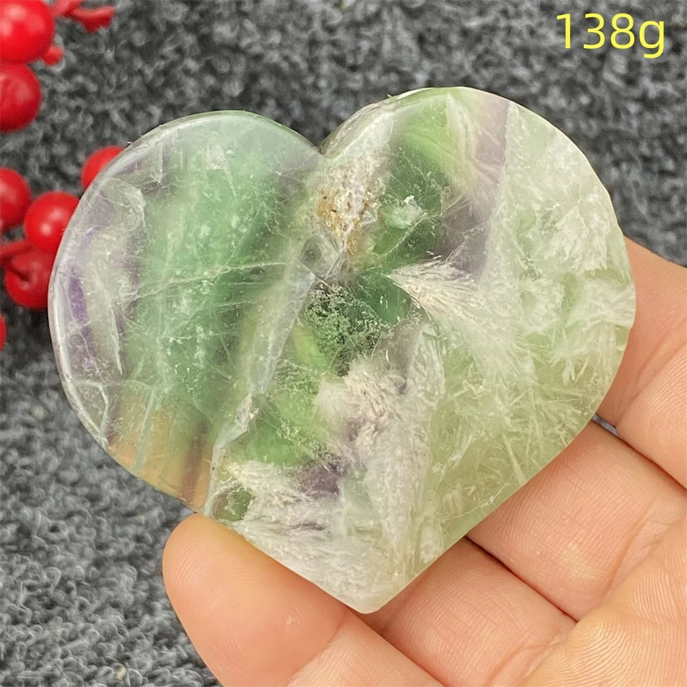 Green Feather Fluorite Heart-ToShay.org