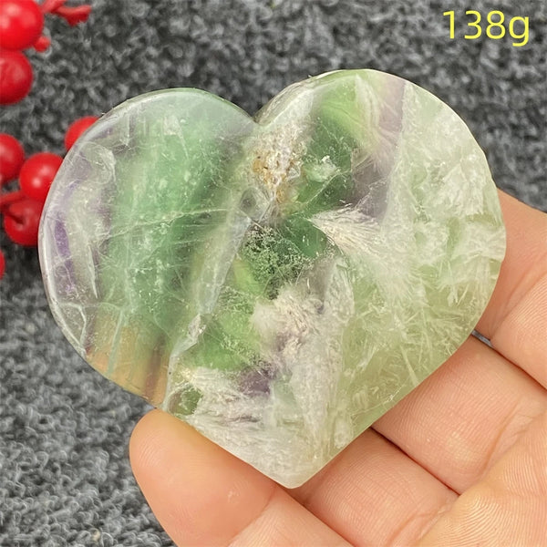 Green Feather Fluorite Heart-ToShay.org