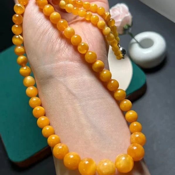 Yellow Amber Bead Necklace-ToShay.org