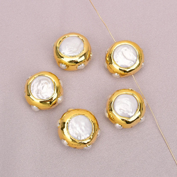 White Pearl Bezel Beads-ToShay.org