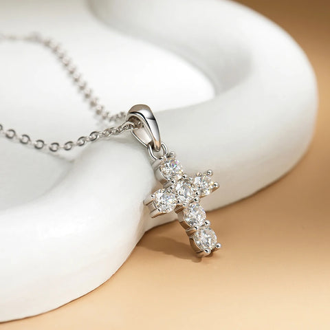 Silver Diamond Cross Pendant-ToShay.org