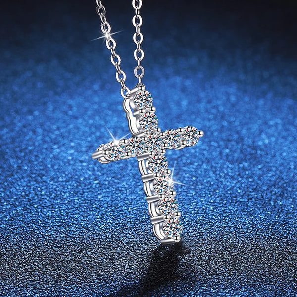 Silver Diamond Cross Pendant-ToShay.org