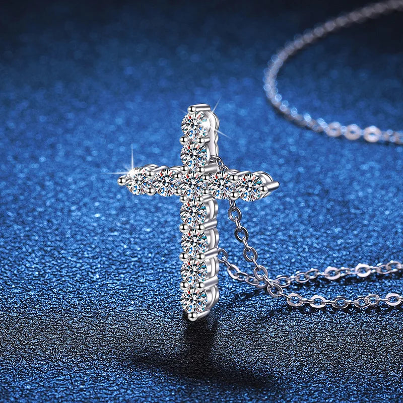 Silver Diamond Cross Pendant-ToShay.org
