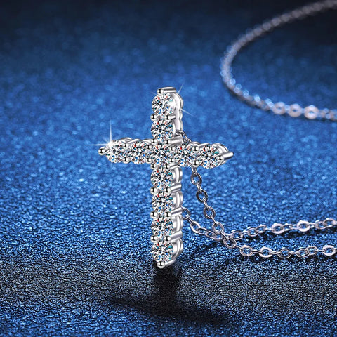 Silver Diamond Cross Pendant-ToShay.org