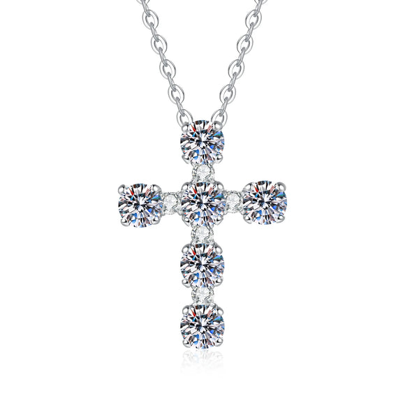 Silver Diamond Cross Necklace-ToShay.org