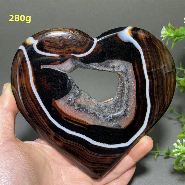 Black Red Striped Agate Hearts-ToShay.org