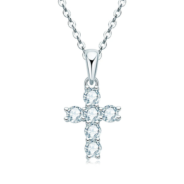 Silver Diamond Cross Pendant-ToShay.org