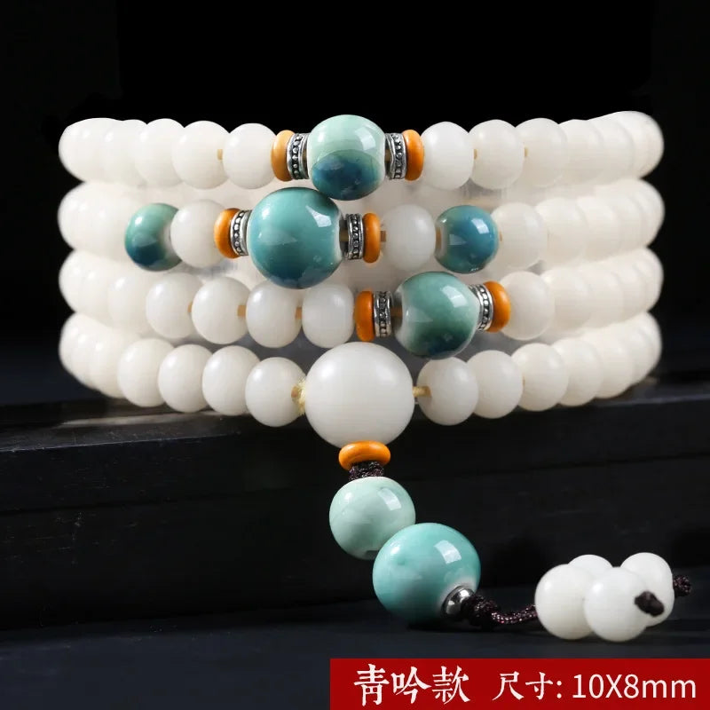 White Jade Bodhi Root Bracelet-ToShay.org