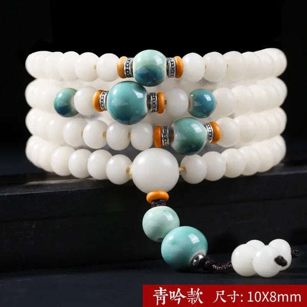 White Jade Bodhi Root Bracelet-ToShay.org