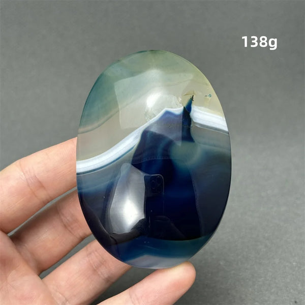 Blue Agate Palm Stone-ToShay.org