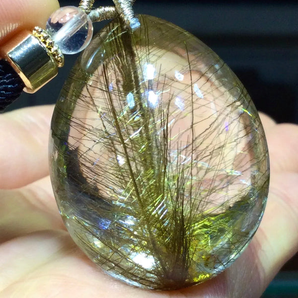 Gold Rutilated Quartz Pendant-ToShay.org