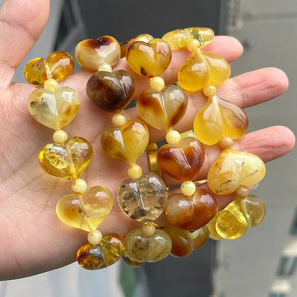 Yellow Amber Heart Bracelets-ToShay.org