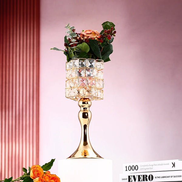 Gold Crystal Bead Candle Holder-ToShay.org