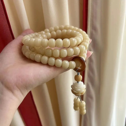 White Jade Bodhi Root Mala-ToShay.org