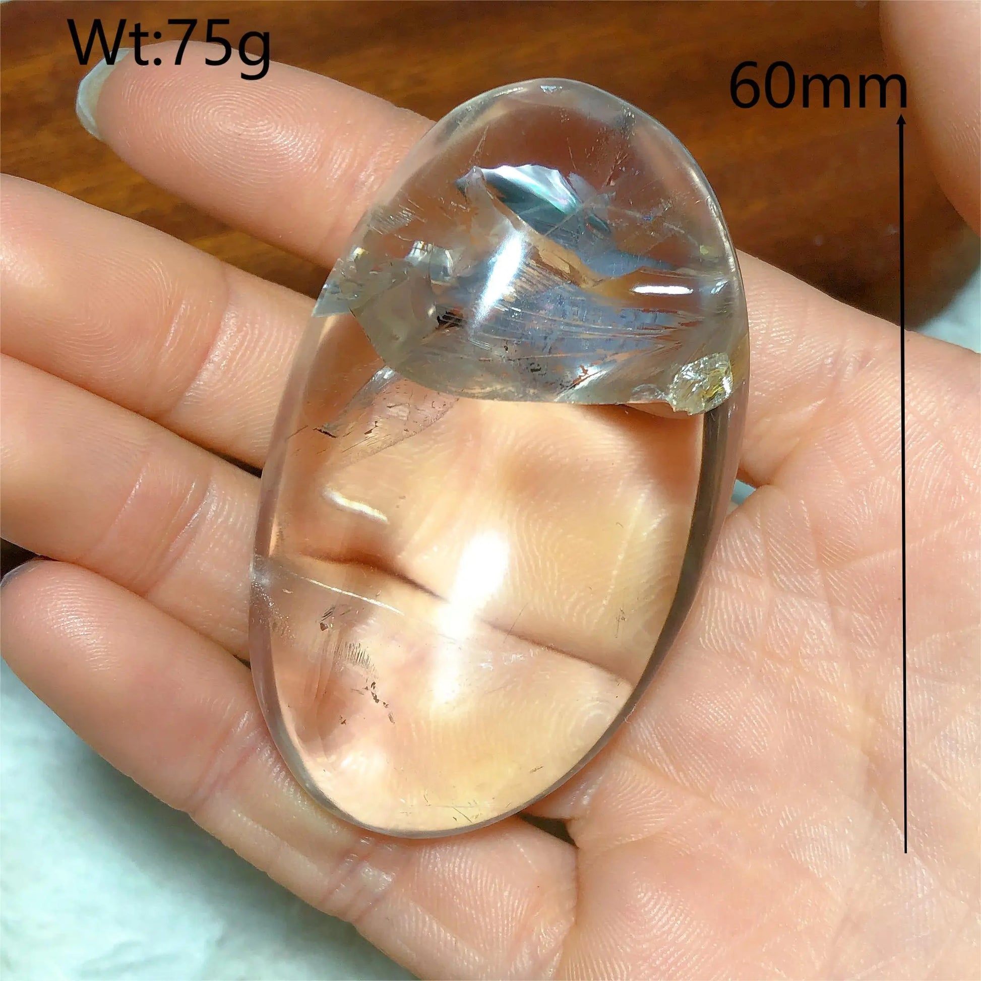Clear Smokey Quartz Palm Stone-ToShay.org