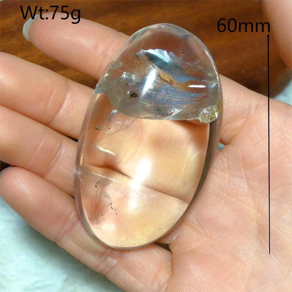 Clear Smokey Quartz Palm Stone-ToShay.org