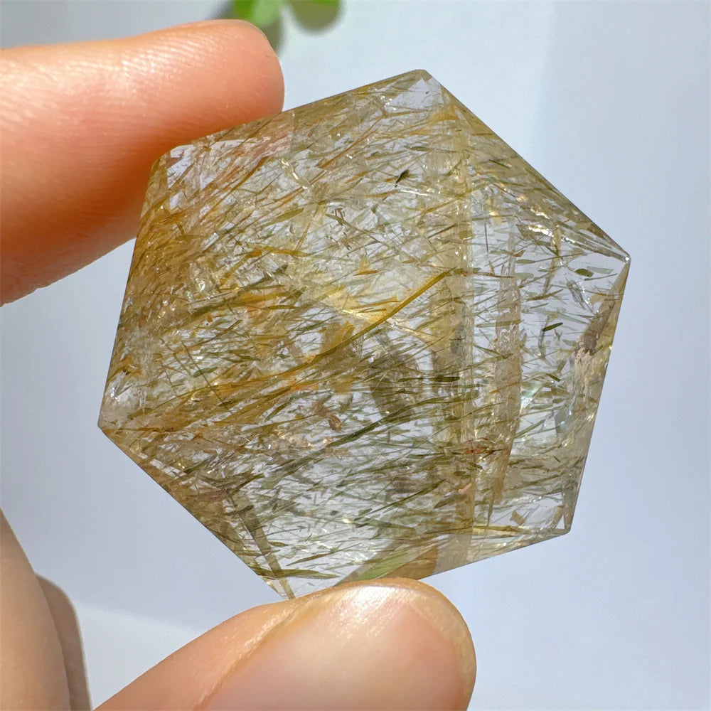 Green Tourmaline Rutile Hexagon-ToShay.org