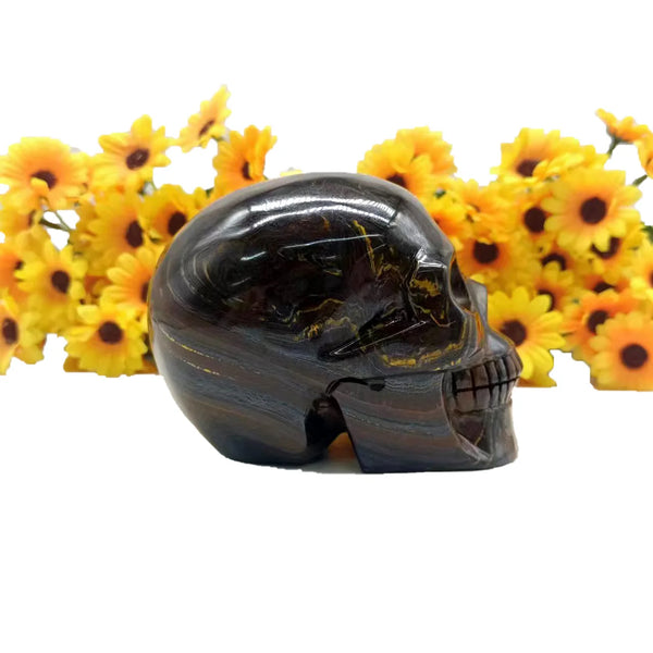 Yellow Iron Tiger Eye Stone Skull-ToShay.org