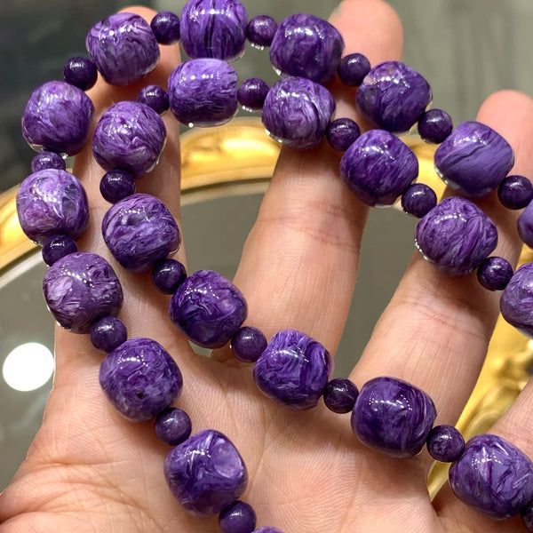 Purple Charoite Barrel Beads-ToShay.org