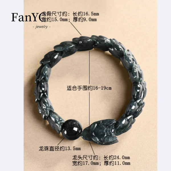 Black Jadeite Dragon Bone Bracelet-ToShay.org