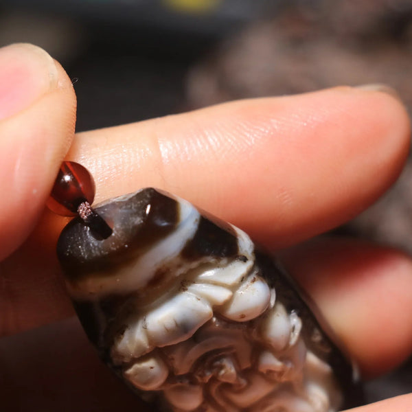 Black Agate Kwan Yin Pendant-ToShay.org