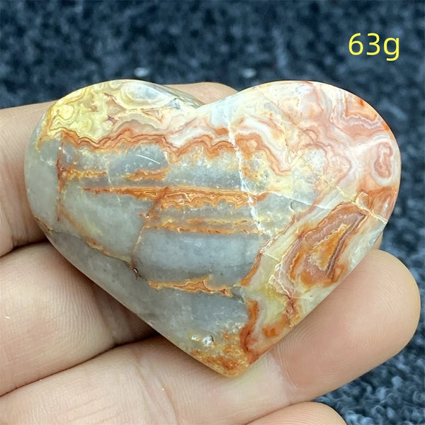 Yellow Crazy Agate Hearts-ToShay.org