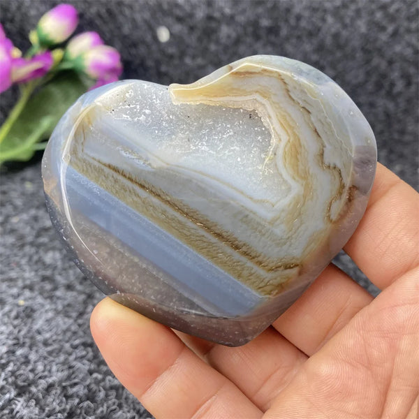 Grey Agate Geode Heart-ToShay.org