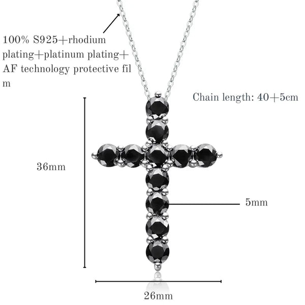 Silver Black Cross Necklace-ToShay.org