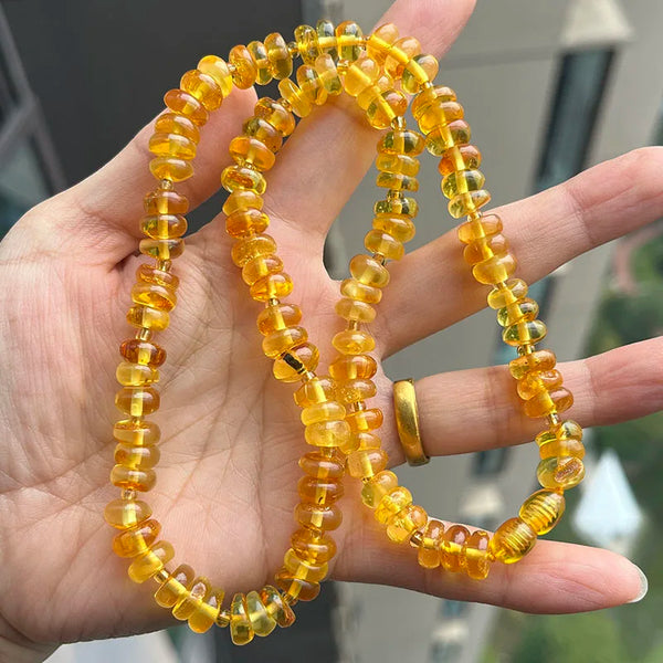 Yellow Amber Bead Necklace-ToShay.org