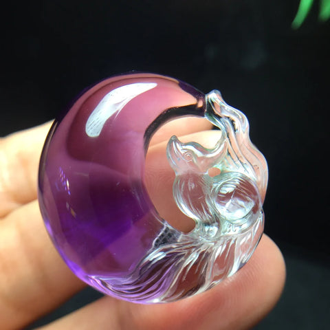 Purple Amethyst Fox Pendant-ToShay.org