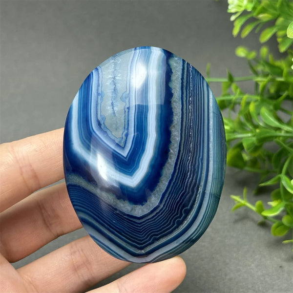Blue Agate Palm Stone-ToShay.org