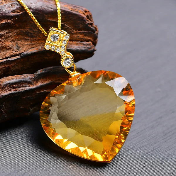 Yellow Citrine Quartz Pendant-ToShay.org