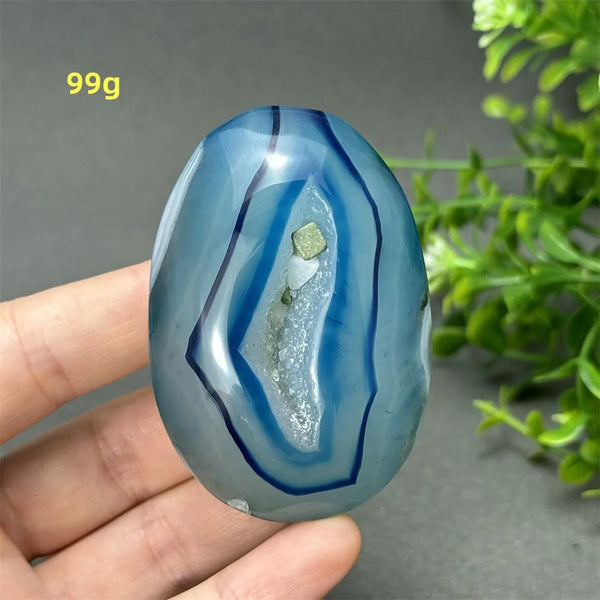 Blue Agate Palm Stone-ToShay.org