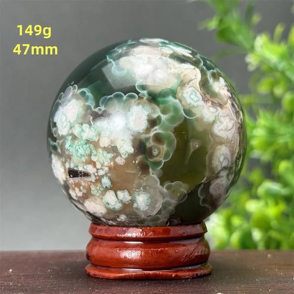 Green Cherry Blossom Agate Ball-ToShay.org