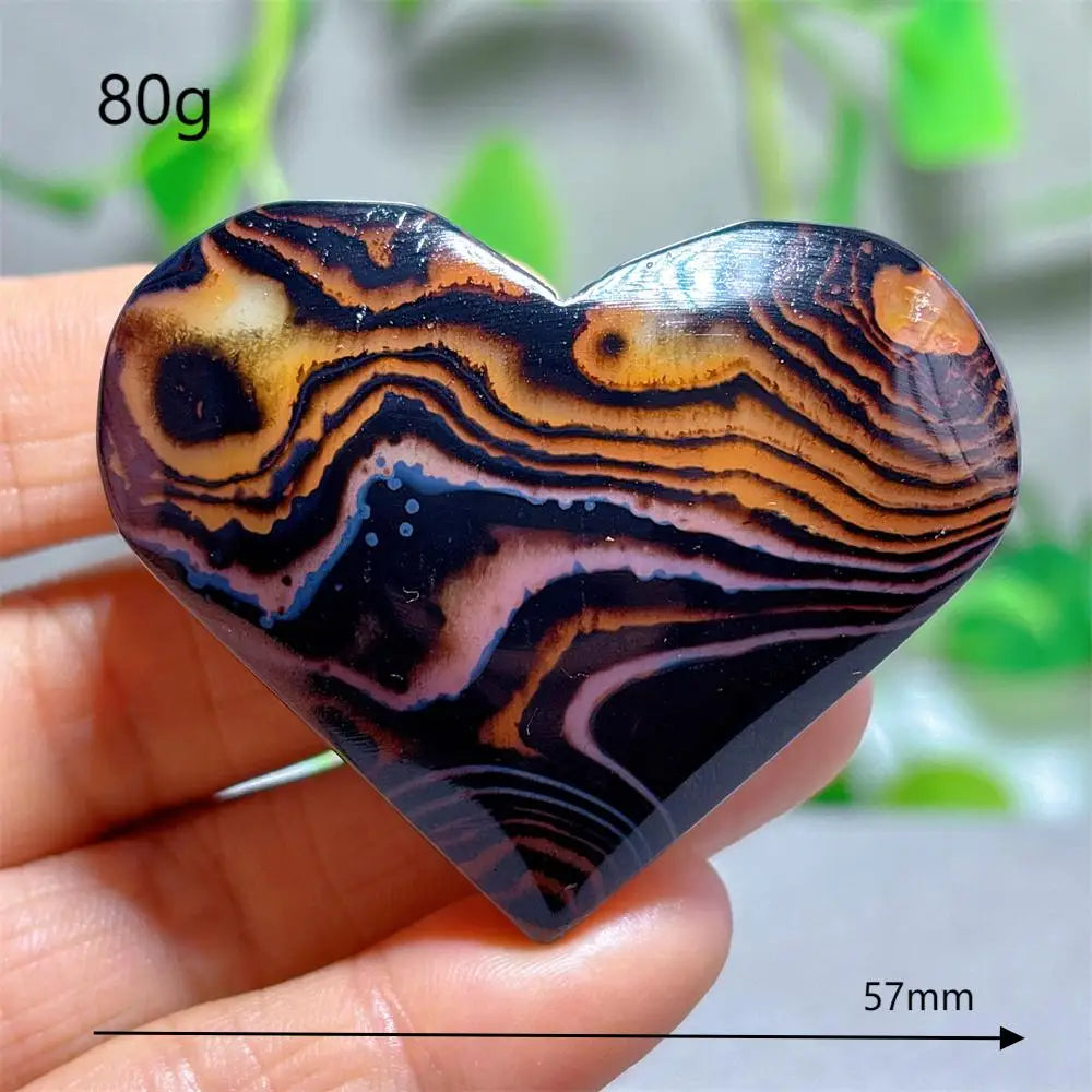 Red Black Silk Agate Heart-ToShay.org