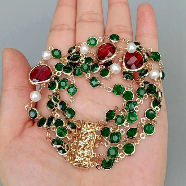 Green Crystal Pearl Bracelet-ToShay.org