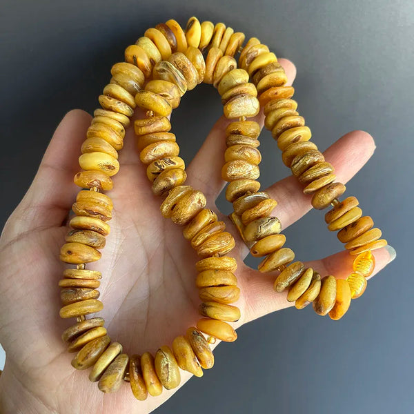 Yellow Amber Bead Necklace-ToShay.org