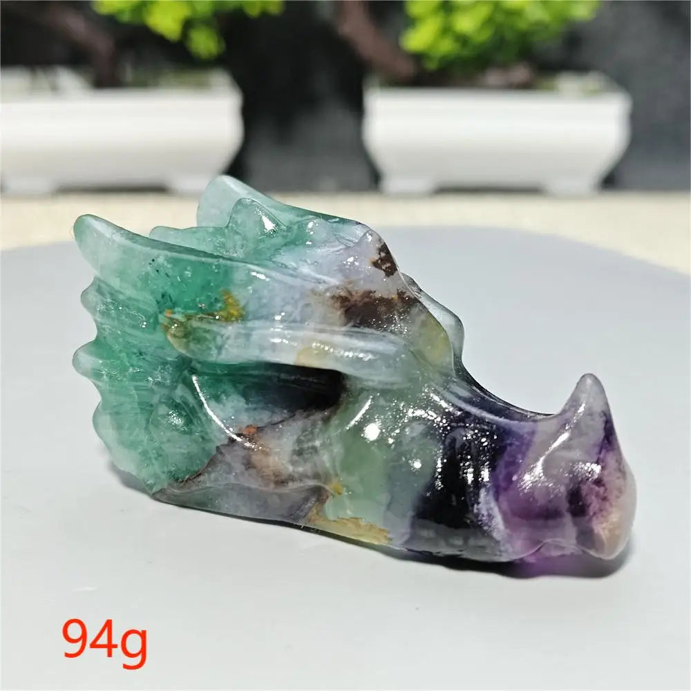 Rainbow Fluorite Dragon Skull-ToShay.org