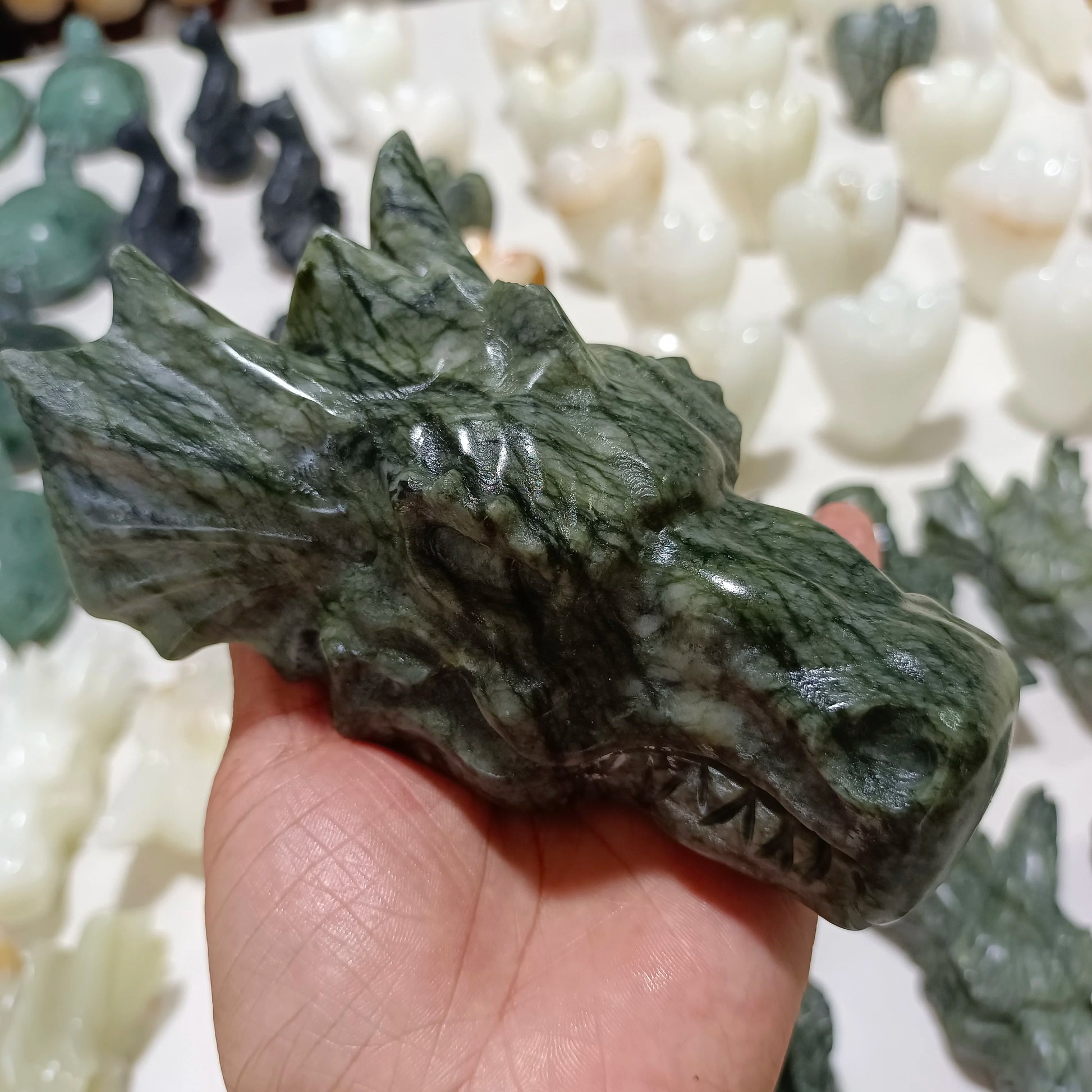 Green Tree Jade Dragon Head-ToShay.org
