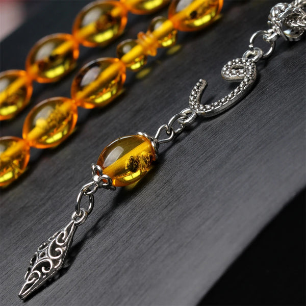 Yellow Amber Insect Prayer Beads-ToShay.org
