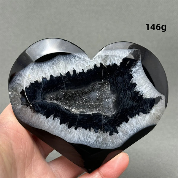 Black Agate Geode Heart-ToShay.org